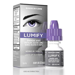 Bausch + Lomb LUMIFY frasco de 2.5 mL en primer plano destacando la presentación estéril