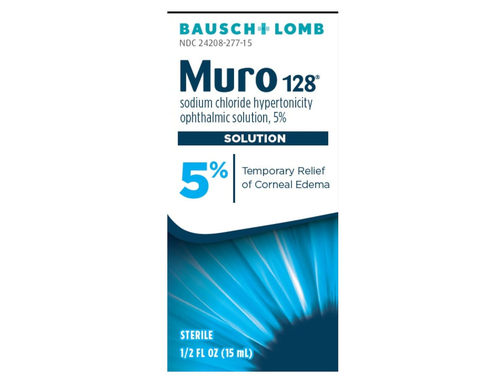Bausch + Lomb Muro 128 frasco en primer plano, diseño de gotero estéril y manejo fácil