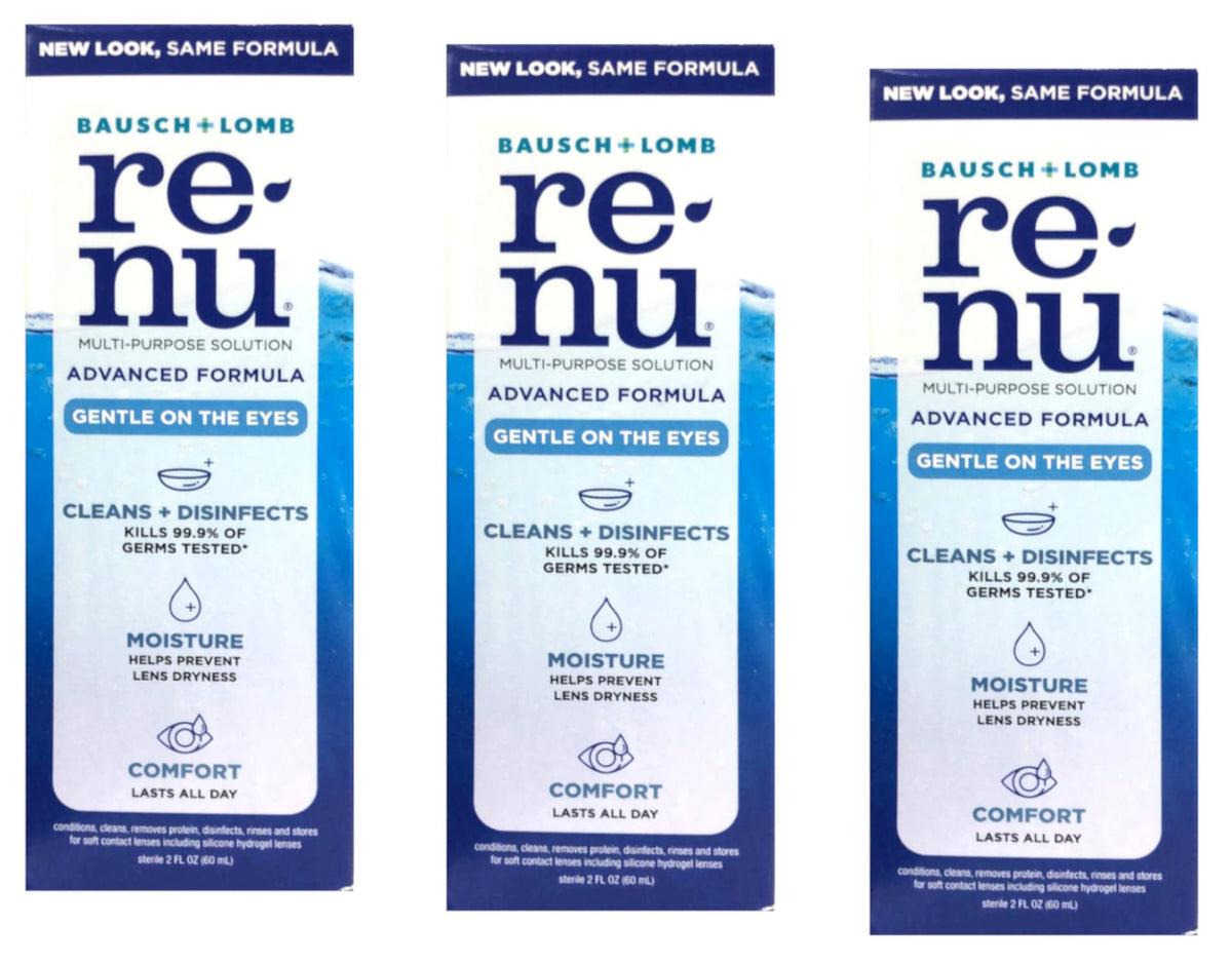 Bausch + Lomb Renu frontal del envase muestra tamaño de viaje