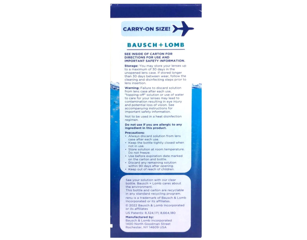 Bausch + Lomb Renu tres frascos del pack para reserva y viajes