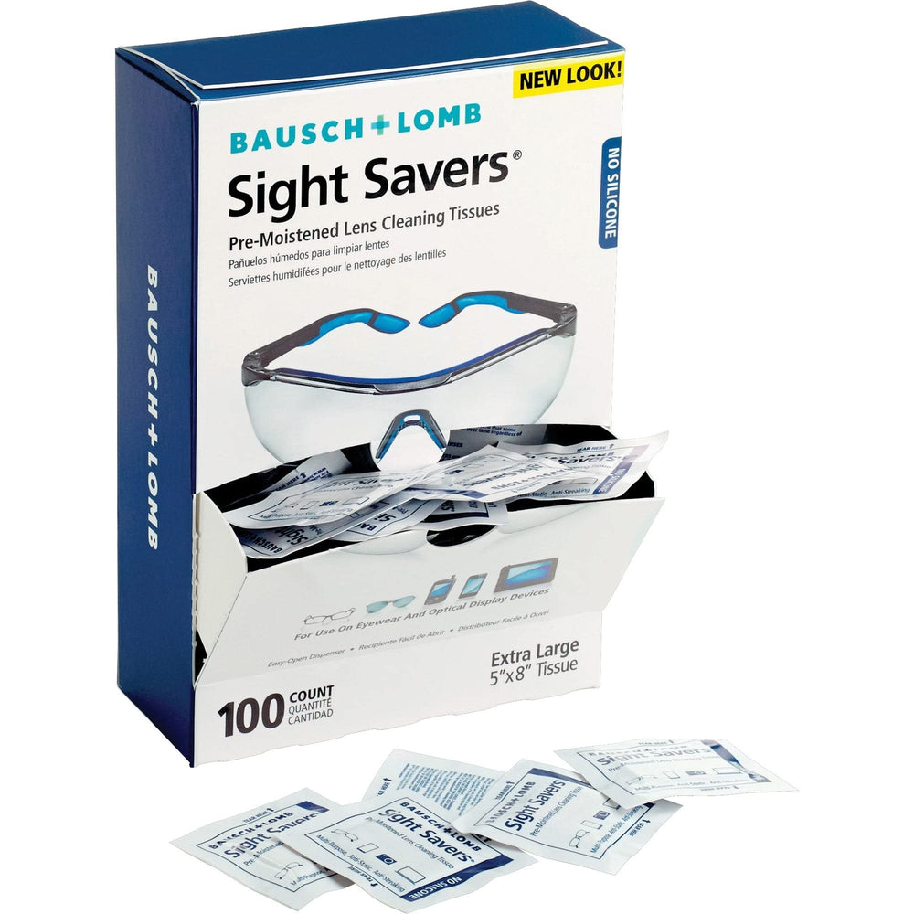 Bausch + Lomb toallita desplegada detalle de textura grande para limpieza sin rayas