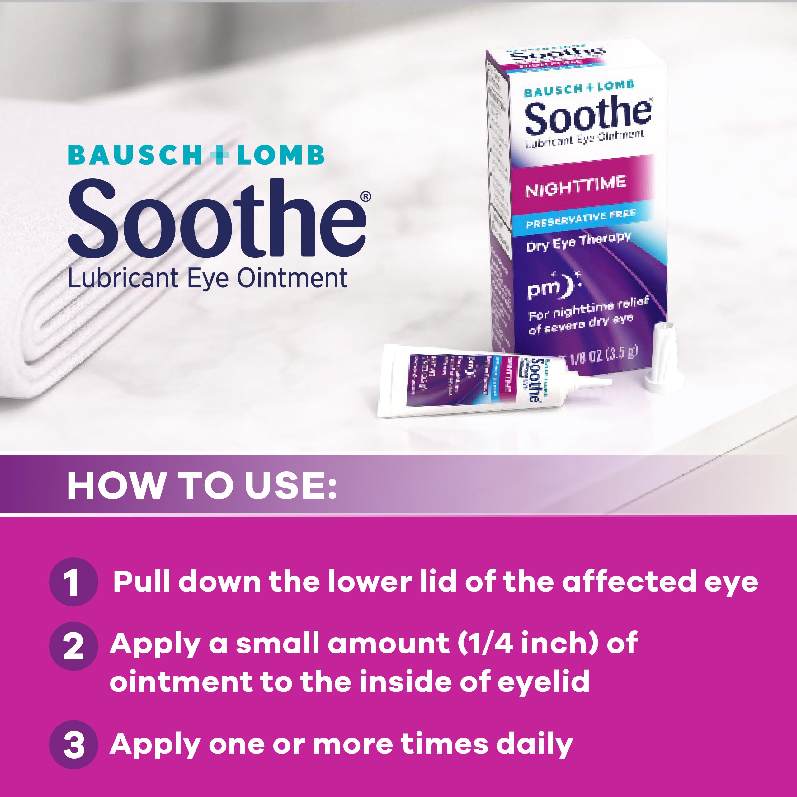 Bausch + Lomb Soothe aplicación nocturna en el ojo para alivio al dormir