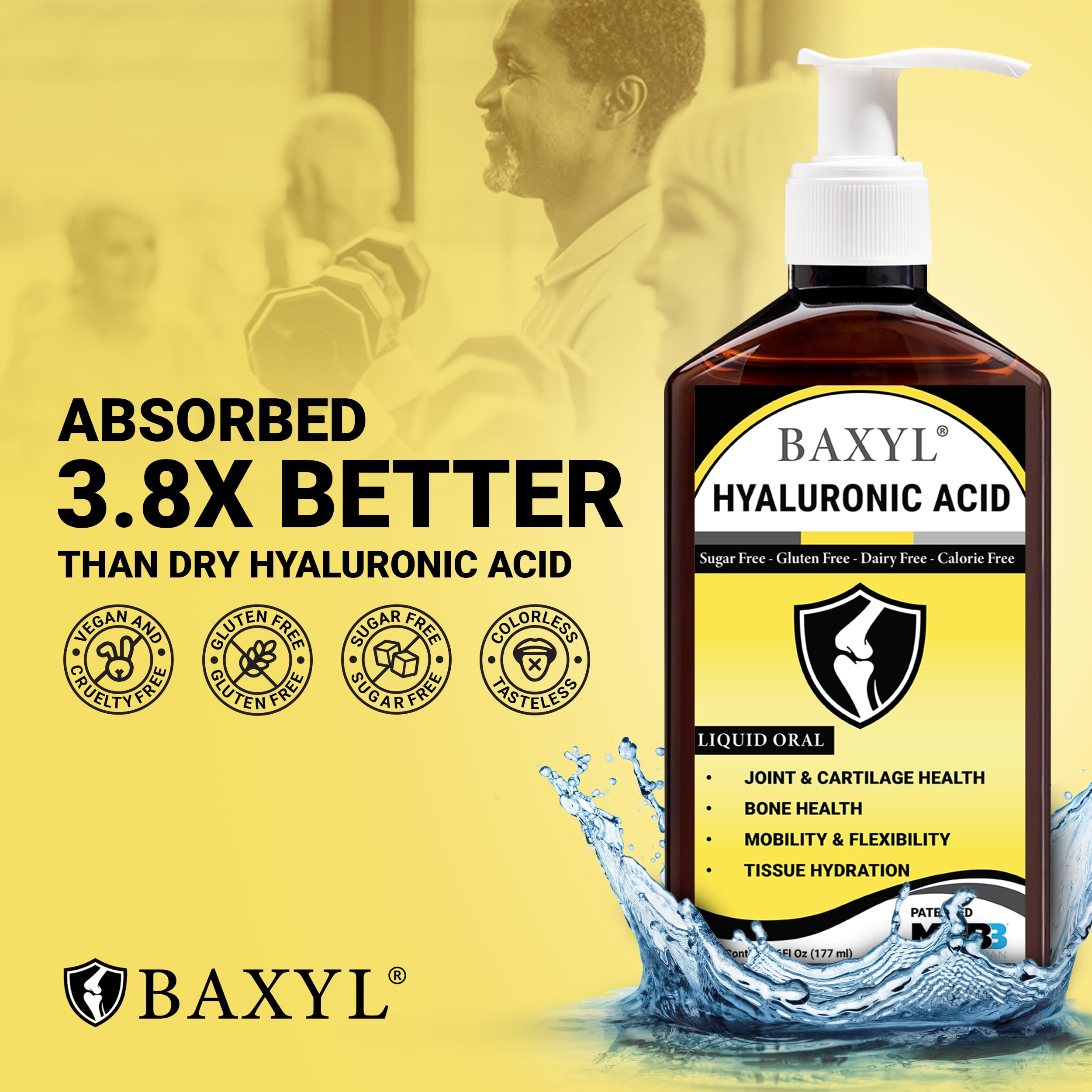 BAXYL textura del líquido en primer plano que indica absorción rápida