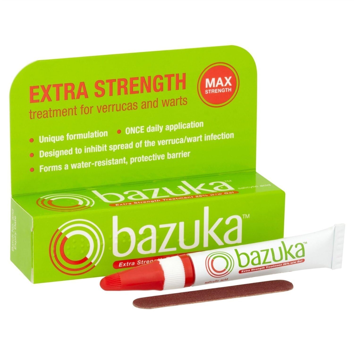 Bazuka Extra Strength 6G frente del tubo mostrando tamaño y aplicación precisa