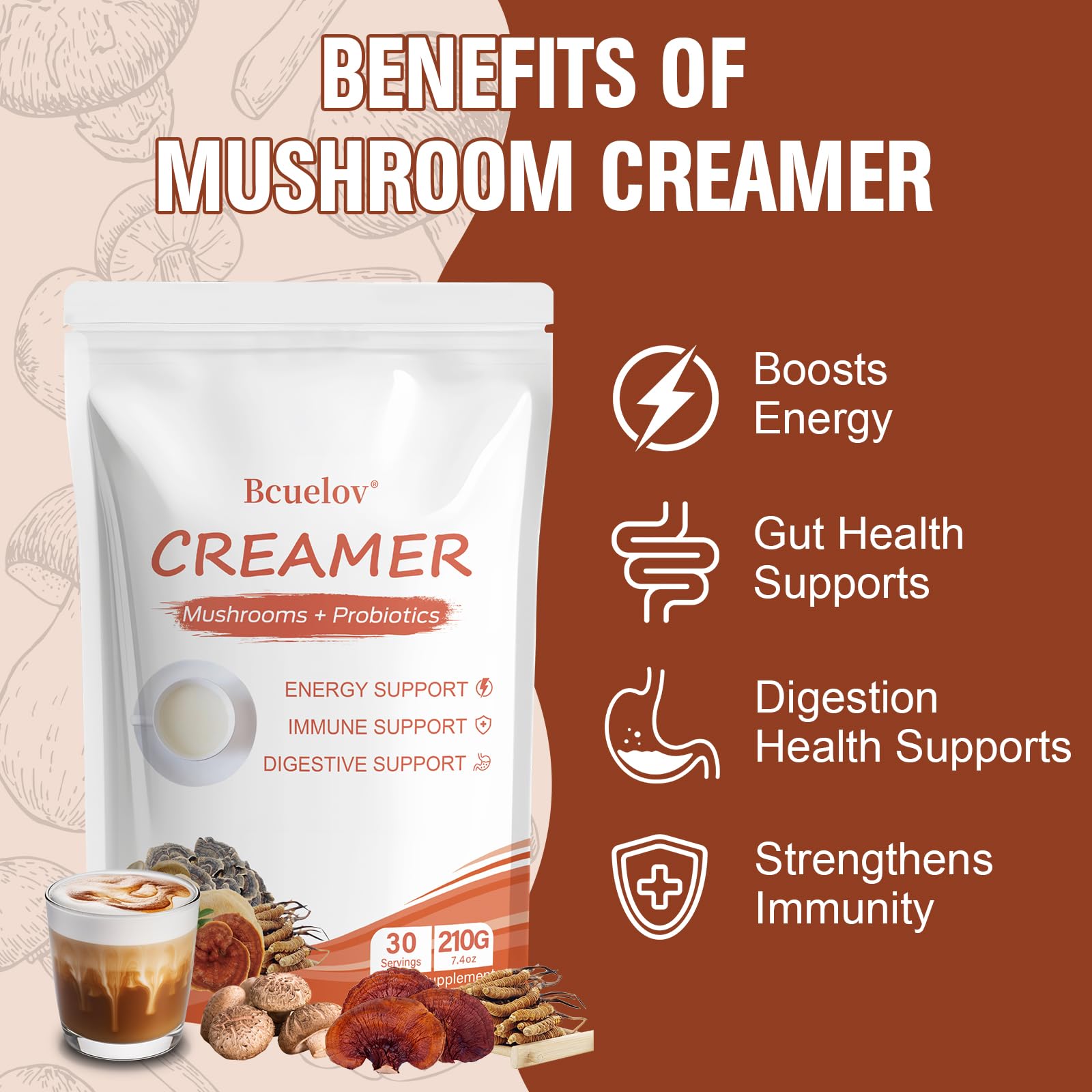 Bcuelov creamer vertiéndose en café, aporta cremosidad y sabor
