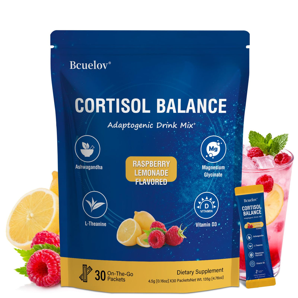 Bcuelov empaque frontal mostrando sobres y beneficio conveniencia