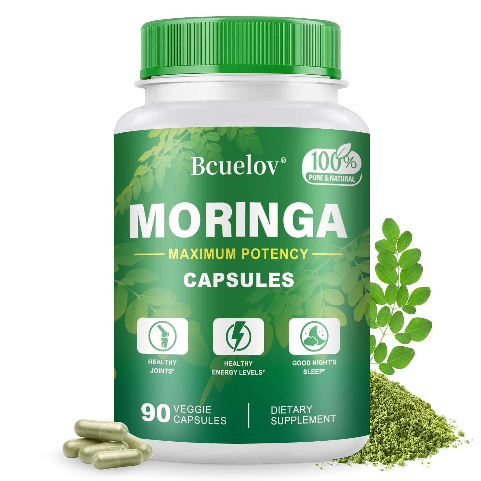 Bcuelov moringa envase frontal mostrando diseño y beneficio energético