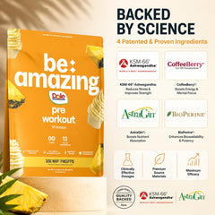 BE AMAZING producto en ambiente de gimnasio con piña y agua energizante
