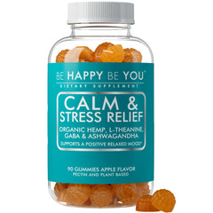 Be Happy Be You frente del envase mostrando gominolas calmantes y beneficios