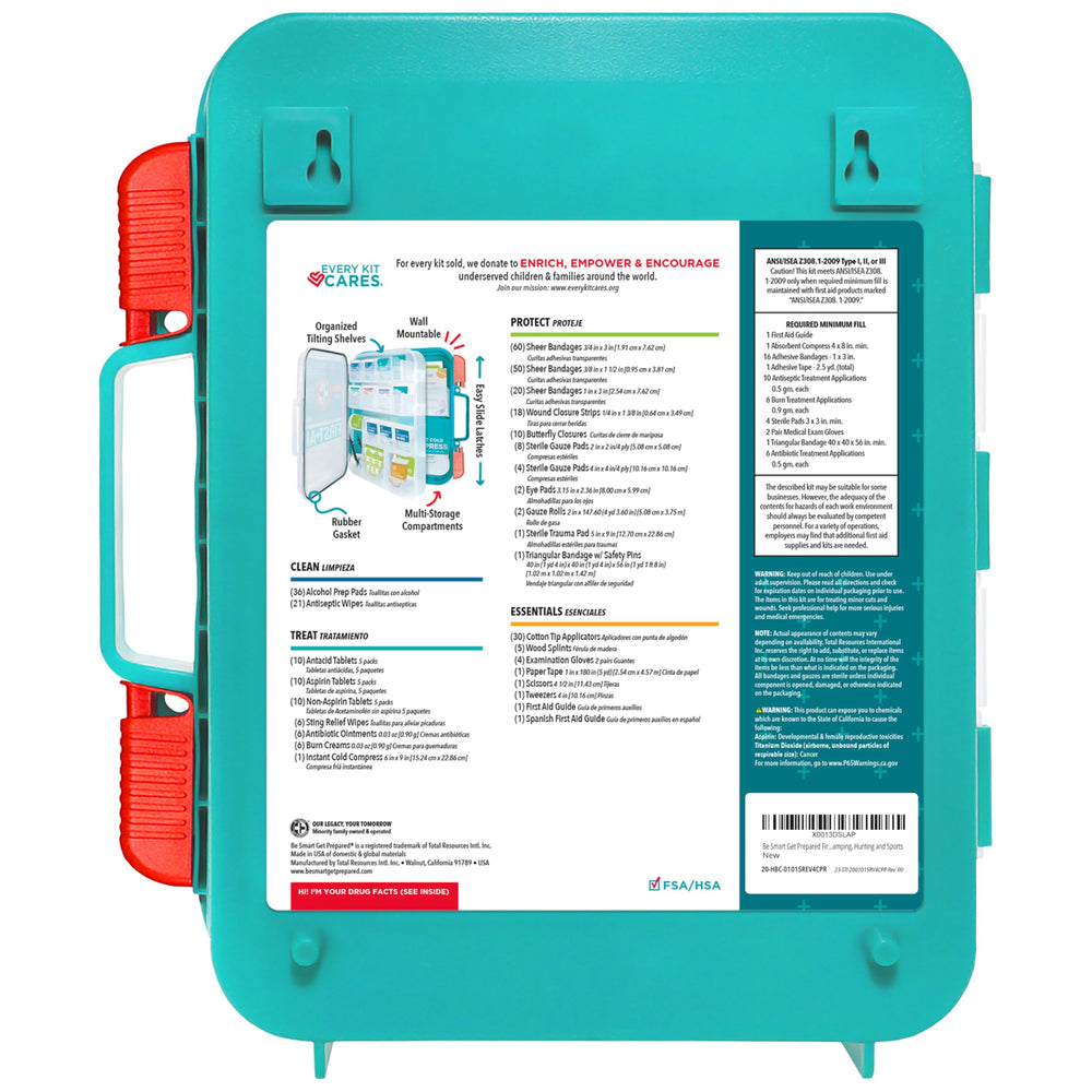 Be Smart Get Prepared montado en pared en oficina para cumplimiento OSHA/ANSI