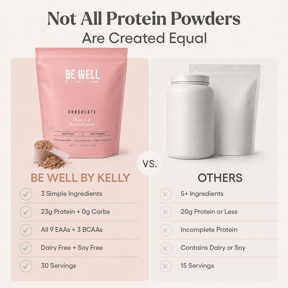 Be Well by Kelly cacao orgánico y polvo juntos, sabor natural y sin azúcar