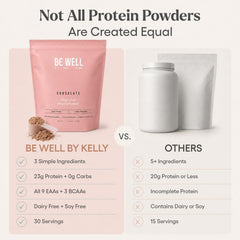 Be Well by Kelly cacao orgánico y polvo juntos, sabor natural y sin azúcar