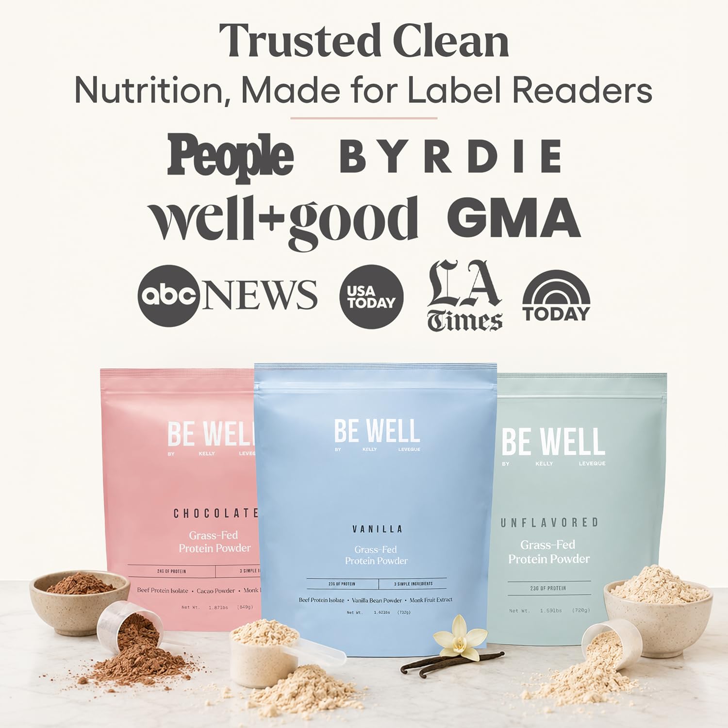 Be Well by Kelly batido en cocina junto a frutas, fácil integración en recetas