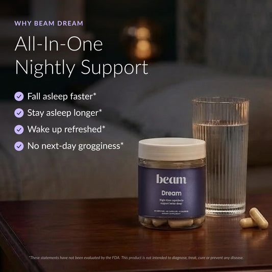 BEAM cápsula primer plano texturizada que facilita la ingestión nocturna