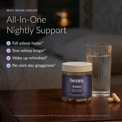 BEAM cápsula primer plano texturizada que facilita la ingestión nocturna