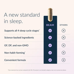 BEAM cápsula en mano para comparar tamaño y dosificación práctica