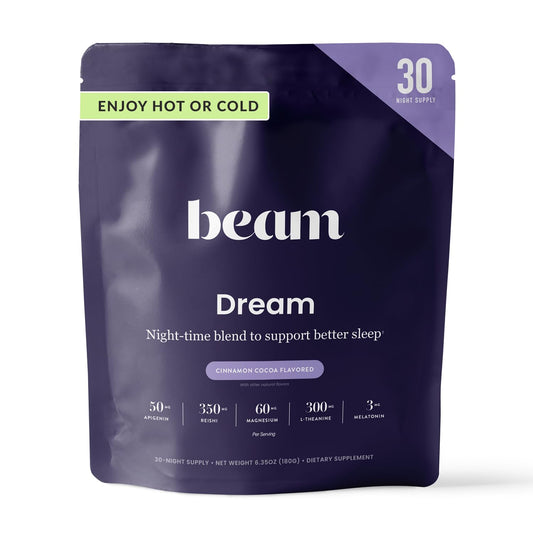 BEAM envase frontal mostrando la etiqueta y beneficios para la noche