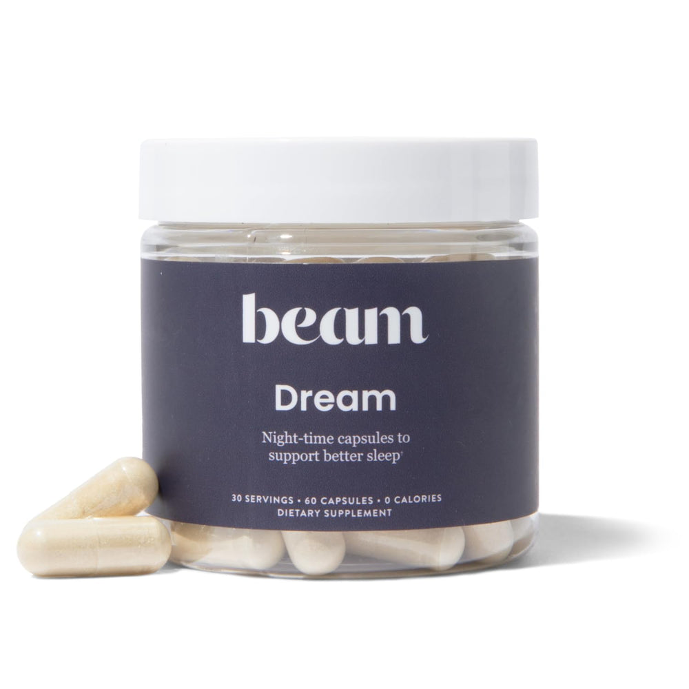 BEAM envase frontal mostrando fórmula para sueño y beneficio relajante