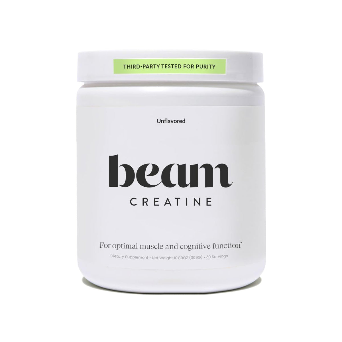 BEAM envase frontal de creatina muestra presentación y confianza