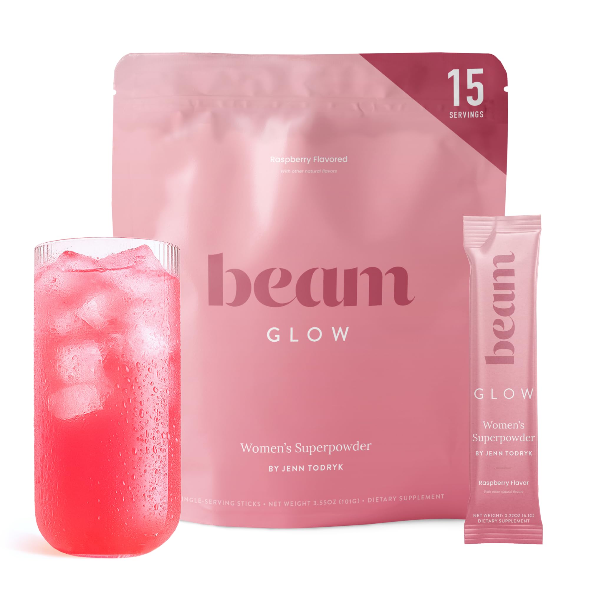 BEAM frasco frontal del producto mostrando diseño y sabor frambuesa