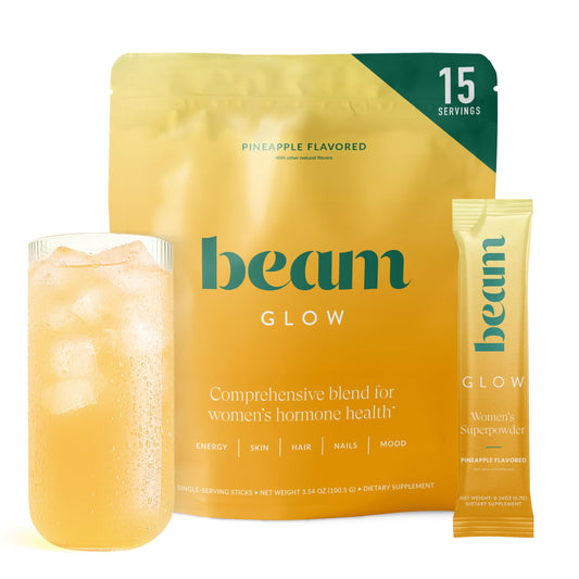 BEAM empaque frontal del producto mostrando sabor piña y beneficios