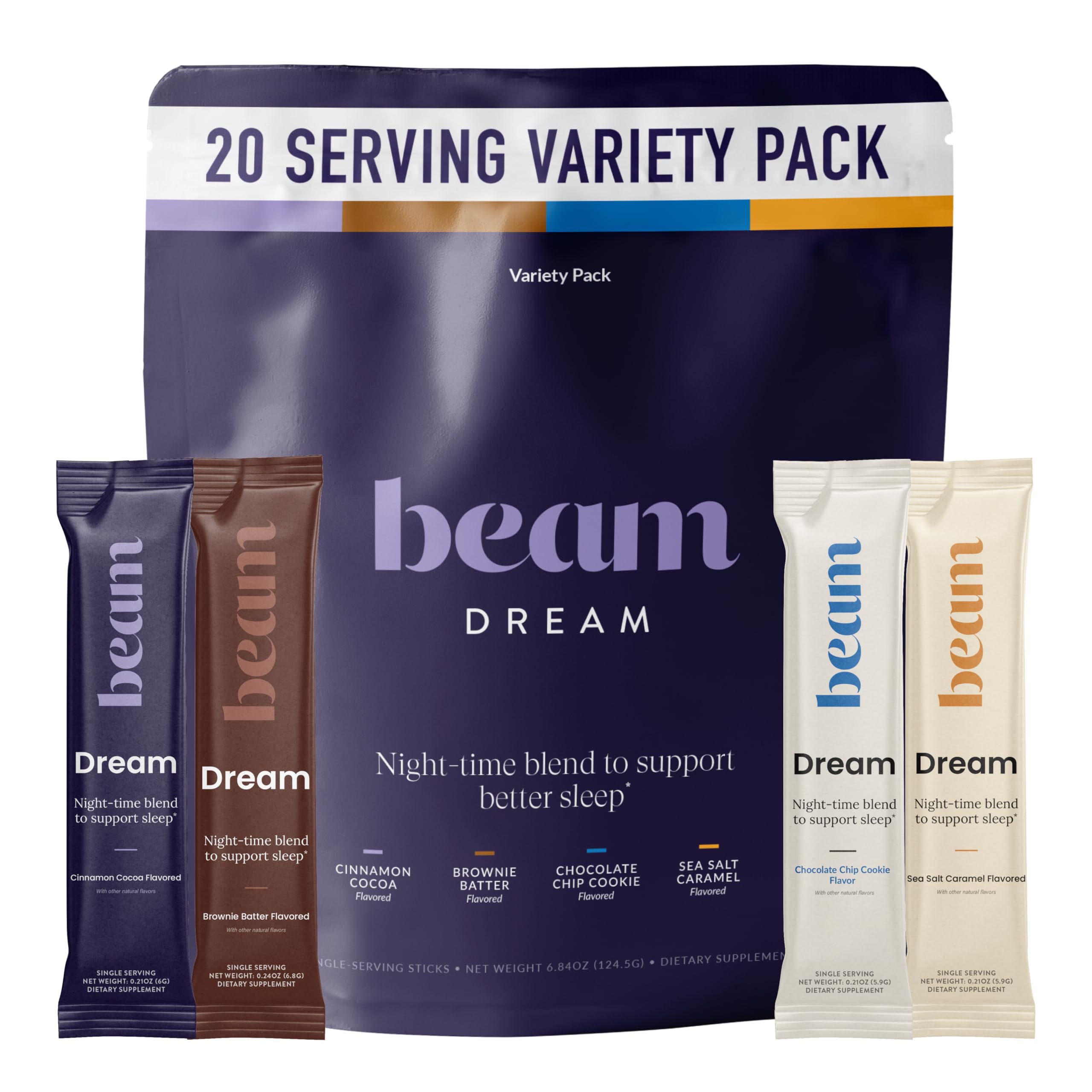 BEAM empaque frontal mostrando 20 porciones y beneficios claros