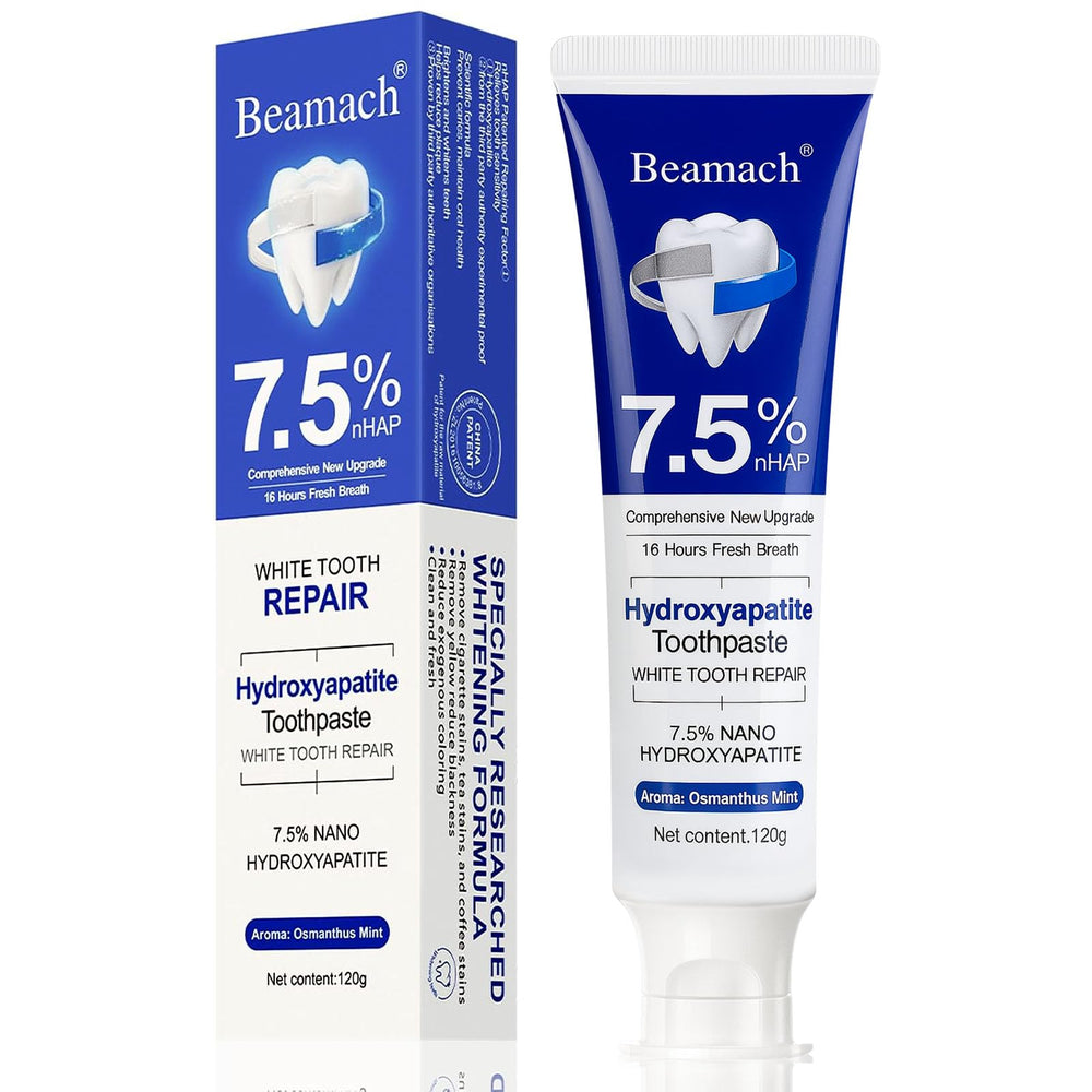 Beamach frente del tubo mostrando la marca y beneficio remineralizante