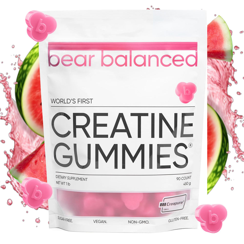 Bear Balanced frente del empaque mostrando 90 gomitas y beneficios