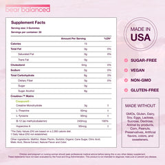 Bear Balanced ingredientes clave Creapure L-teanina y B12 visibles