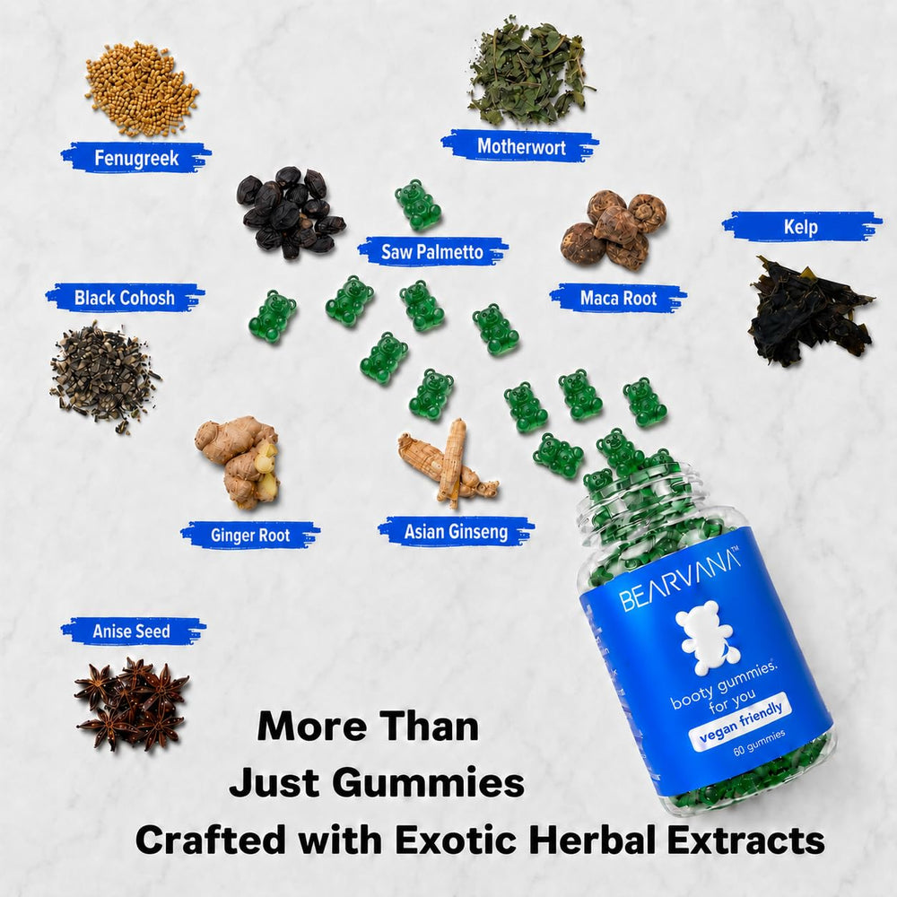 BEARVANA etiqueta con ingredientes botánicos, destaca composición clara