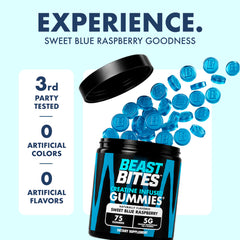 BEAST BITES gomita en mano antes de entrenar, facilita suplementación portátil y fácil