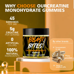 BEAST BITES envase abierto con gomitas dentro mostrando cantidad del producto