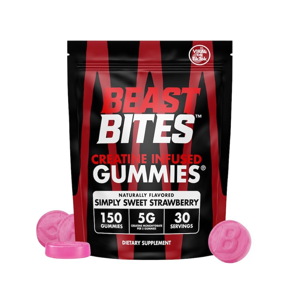 BEAST BITES envase frontal mostrando 150 gominolas y beneficios claros