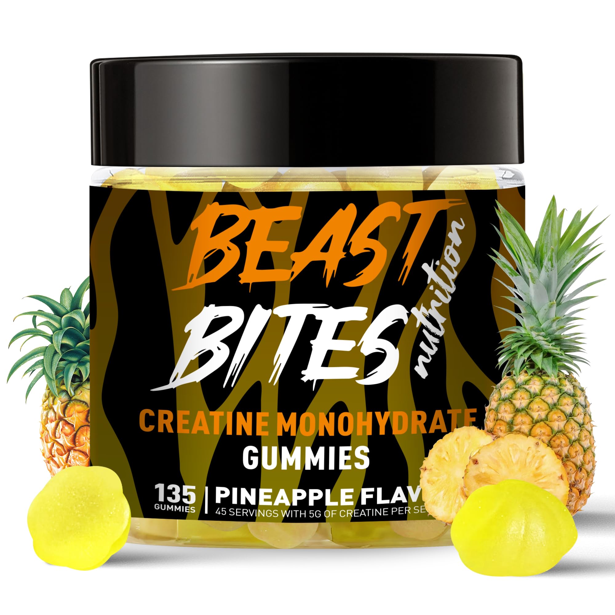 BEAST BITES envase frontal mostrando diseño y sabor piña, fácil identificación