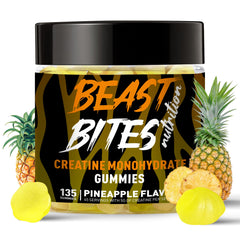 BEAST BITES envase frontal mostrando diseño y sabor piña, fácil identificación