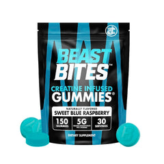 BEAST BITES envase frontal mostrando 150 gomitas y beneficio de dosis clara