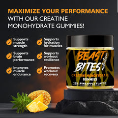 BEAST BITES primer plano de gomitas con textura suave y aspecto apetitoso