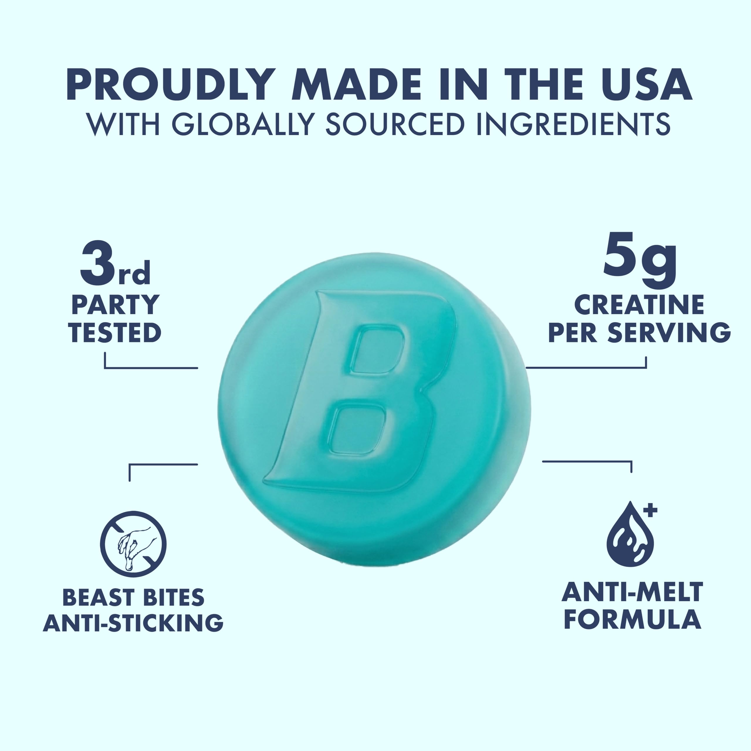 BEAST BITES primer plano de gomita, revela textura y atractivo para consumo rápido