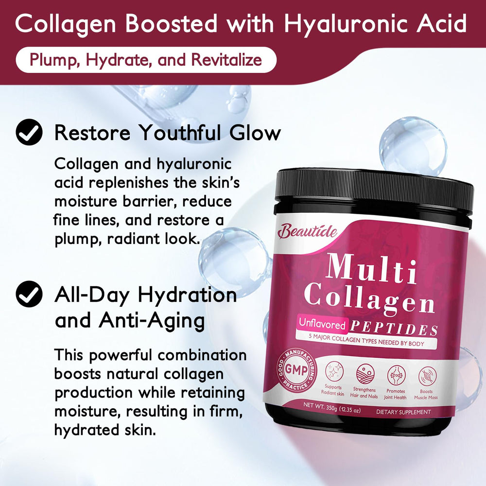 BEAUTIDE polvo con textura fina, listo para mezclar en bebidas.