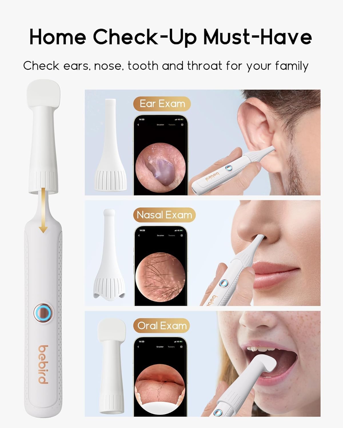 BEBIRD escena doméstica con padre y niño usando el kit con confianza