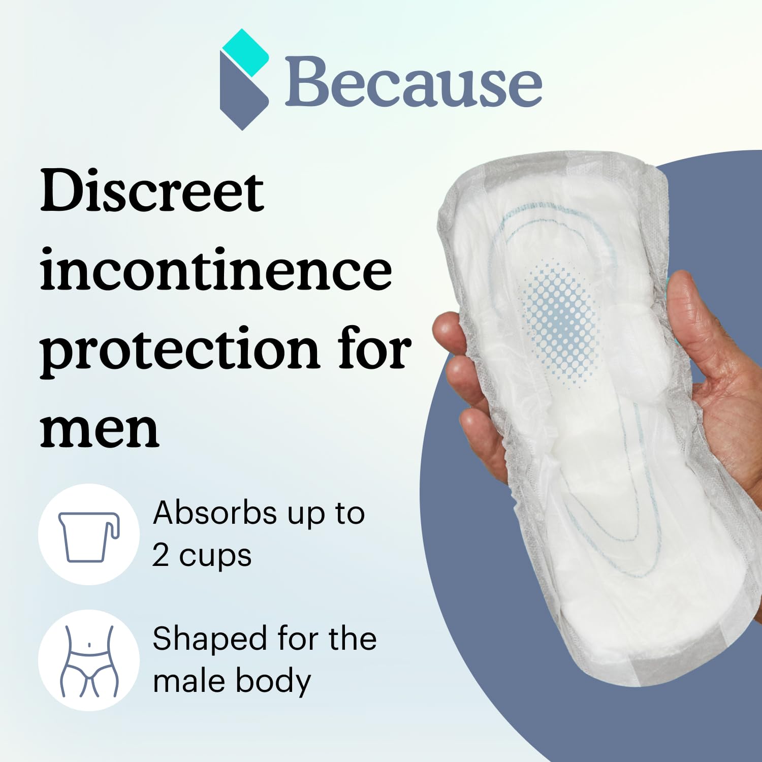Because protector colocado en ropa interior ilustrando ajuste seguro