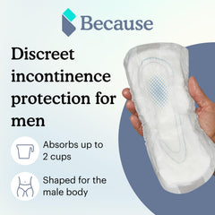 Because protector colocado en ropa interior ilustrando ajuste seguro