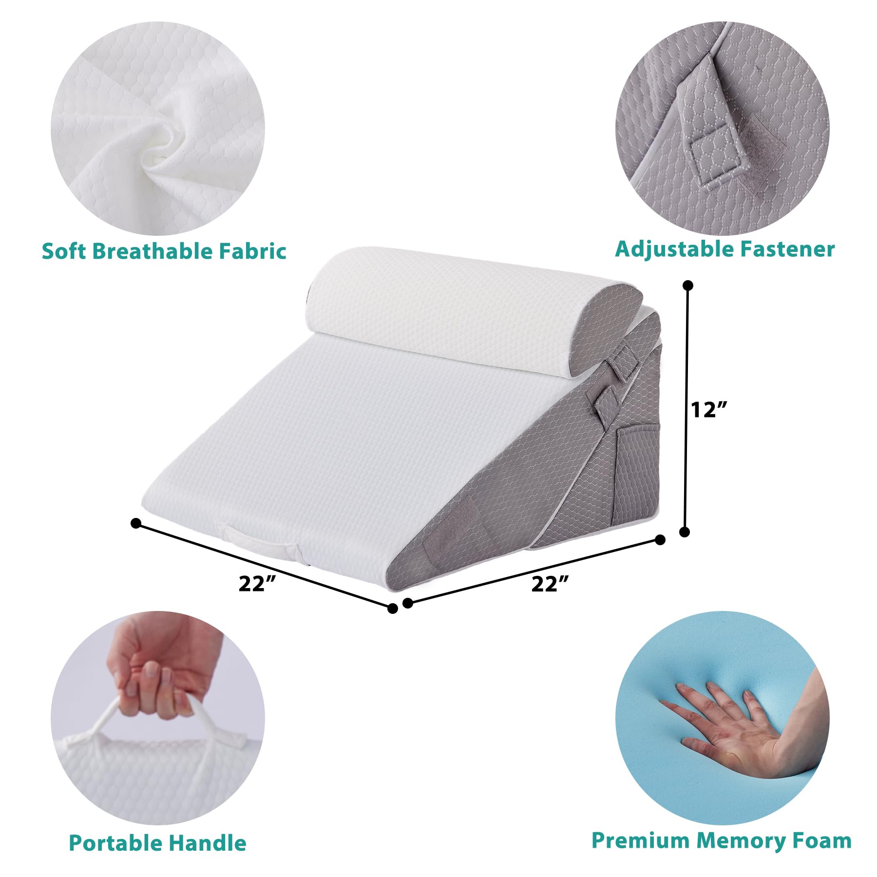 Bedluxe cojín triangular usado como apoyo lumbar para alivio