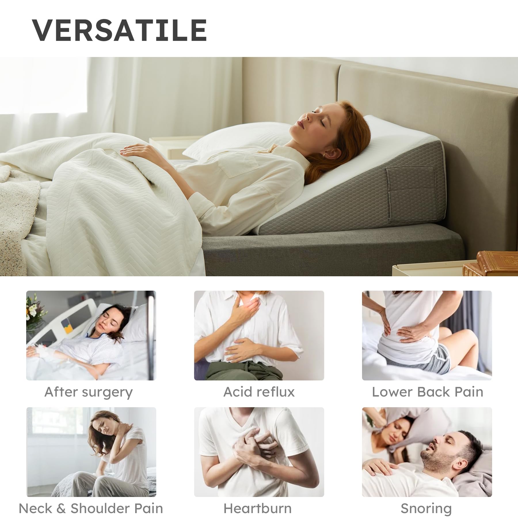 Bedluxe cuña junto a objetos para comparar tamaño y escala