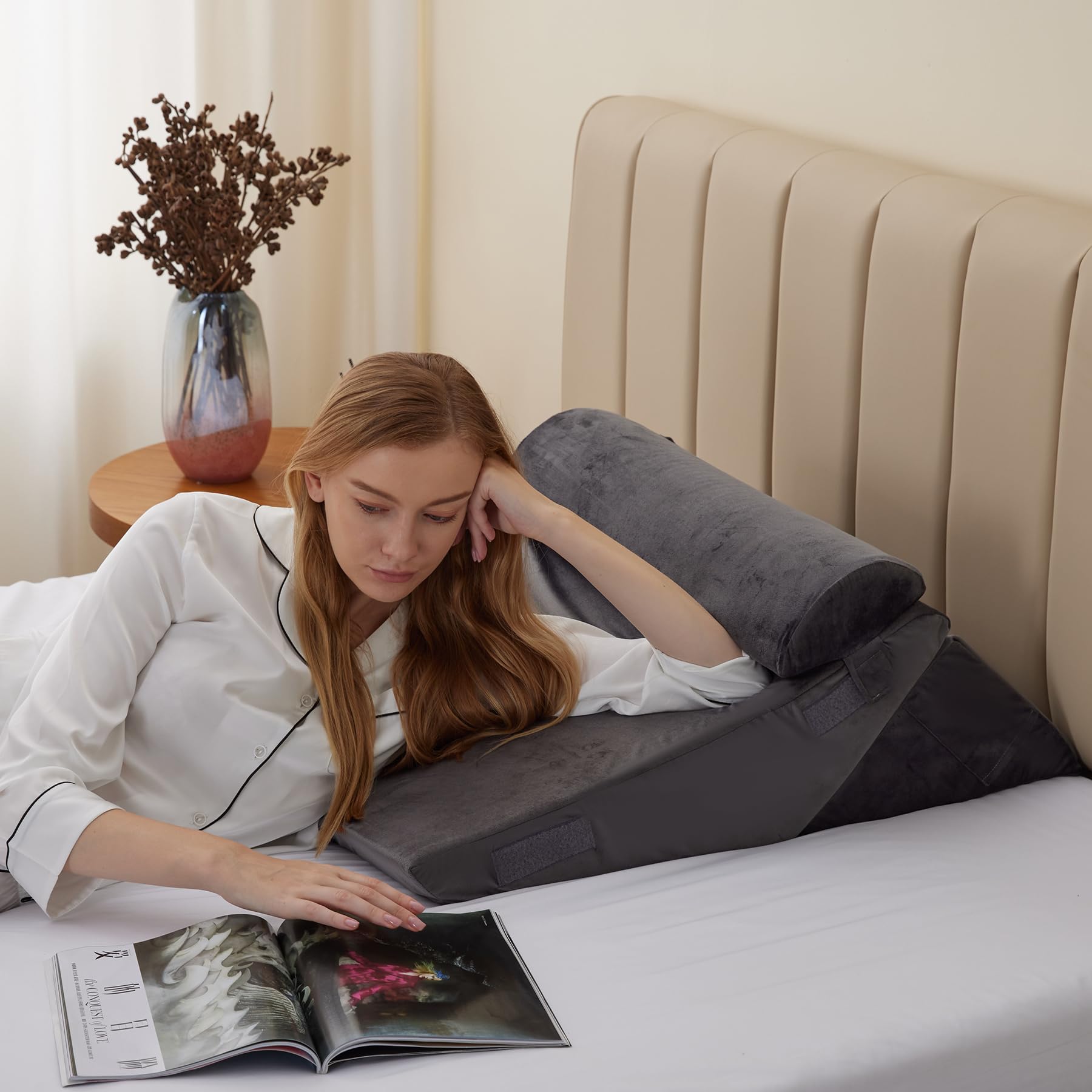 Bedluxe elevación de piernas en uso para mejorar circulación y descanso