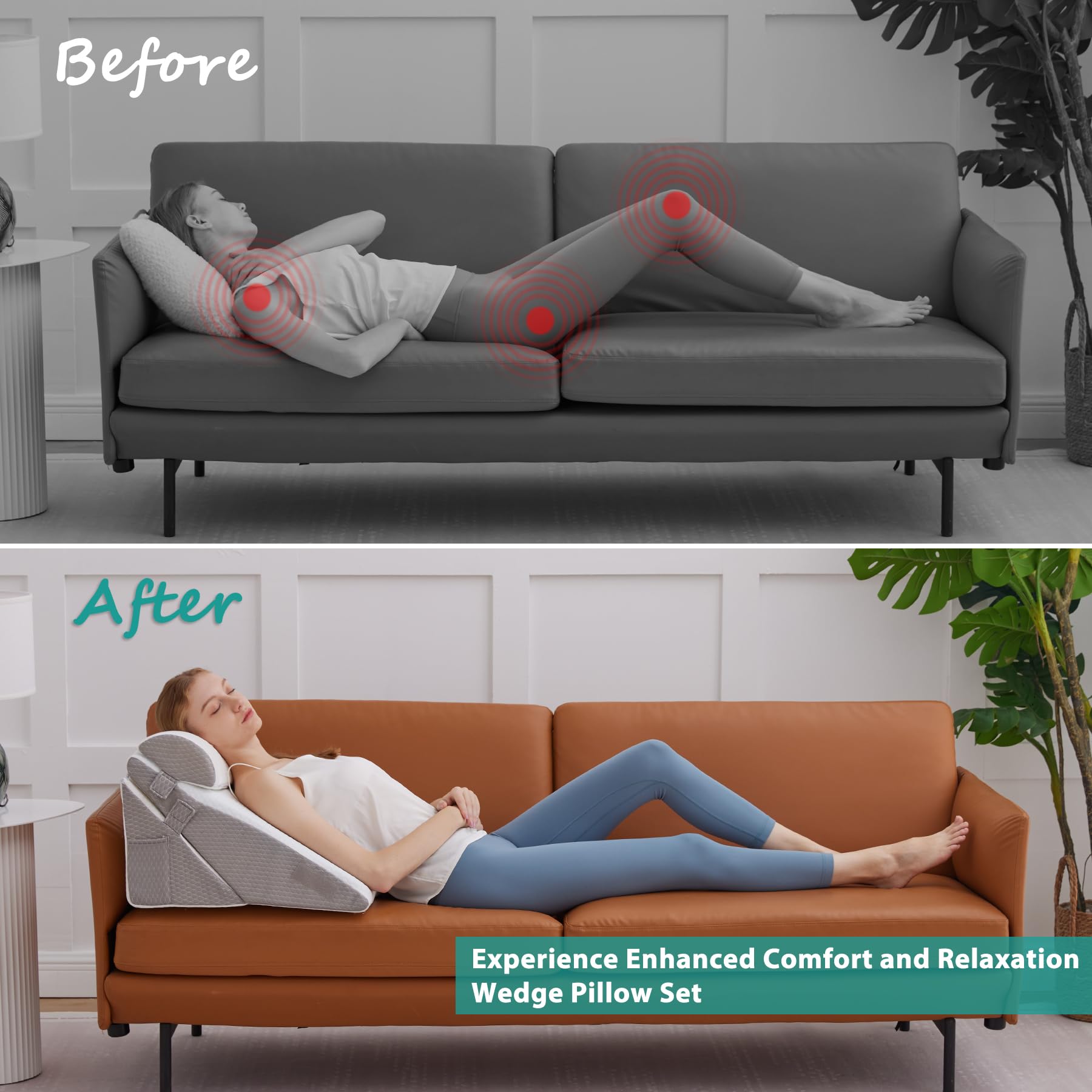 Bedluxe cuña elevando piernas para mejorar circulación y comodidad