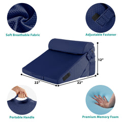Bedluxe persona leyendo en cama con cuña para la espalda que mejora postura y confort