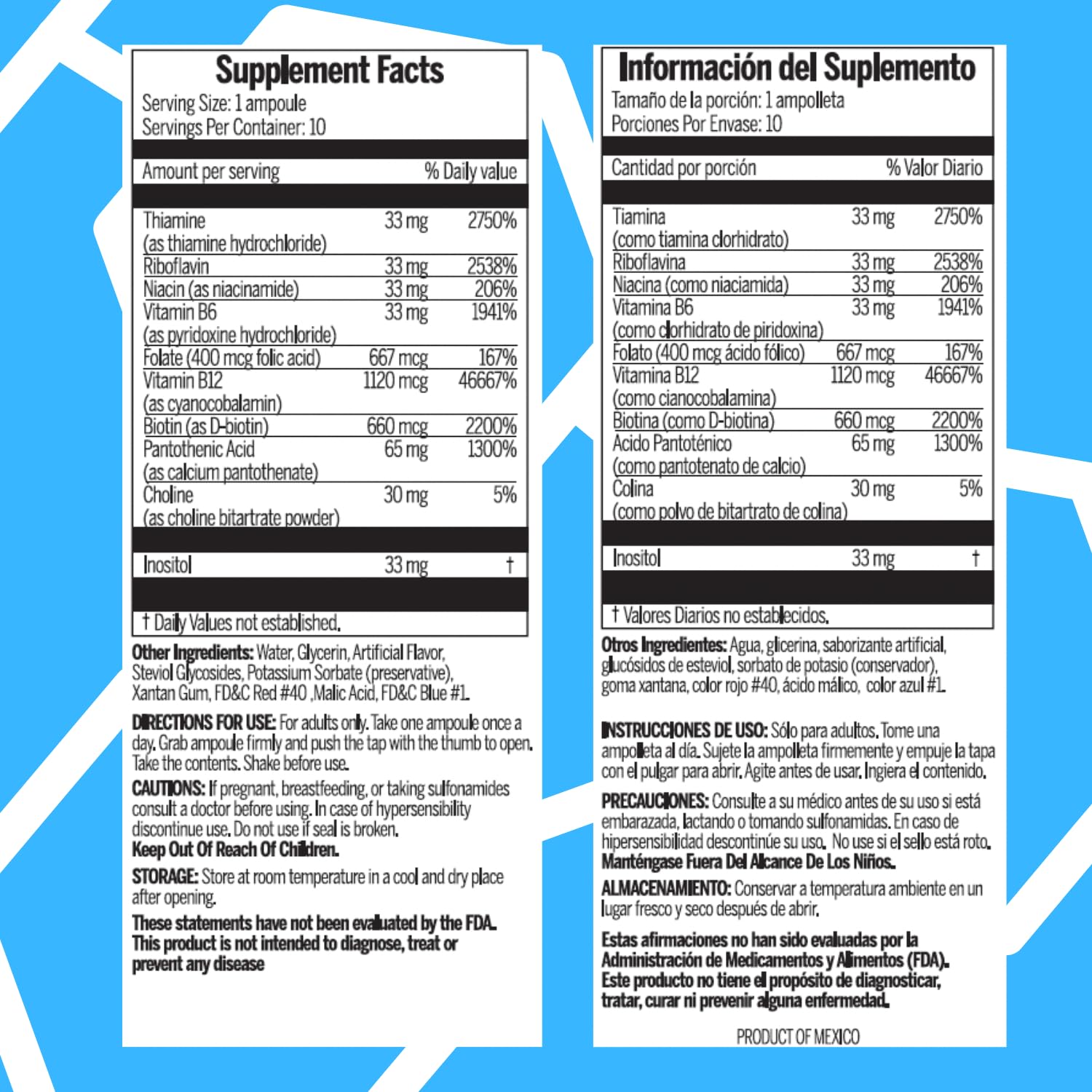 Bedotri etiqueta con ingredientes y colina visible para transparencia