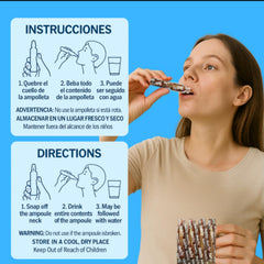 Bedotri ampolla junto a una regla para comparar tamaño y portabilidad