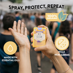 Comparación de tamaño Bee Clean junto a llaves, ideal para viaje